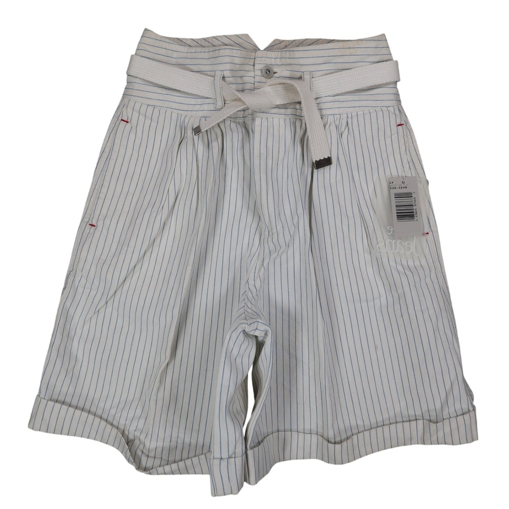 Lee Vintage 90s Striped Shorts Girls 14 White Blue Cotton High Waist Deadstock